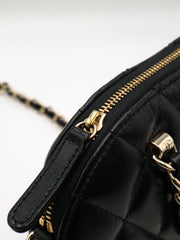 CHANEL 24B Shiny Lambskin Shell Bag - Black with Gold Hardware