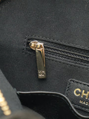 CHANEL 24B Shiny Lambskin Shell Bag - Black with Gold Hardware