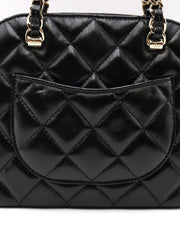 CHANEL 24B Shiny Lambskin Shell Bag - Black with Gold Hardware