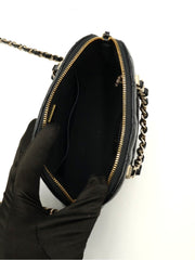 CHANEL 24B Shiny Lambskin Shell Bag - Black with Gold Hardware
