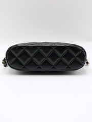CHANEL 24B Shiny Lambskin Shell Bag - Black with Gold Hardware