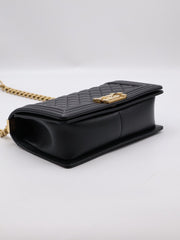 CHANEL Boy Flap Bag 25 Grained Calfskin - Black with Gold Hardware