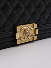 CHANEL Boy Flap Bag 25 Grained Calfskin - Black with Gold Hardware