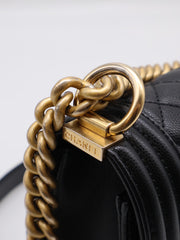 CHANEL Boy Flap Bag 25 Grained Calfskin - Black with Gold Hardware