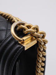 CHANEL Boy Flap Bag 25 Grained Calfskin - Black with Gold Hardware