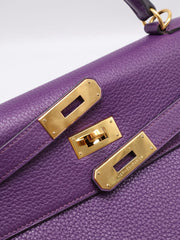 HERMES Kelly 32 - Ultraviolet with Gold Hardware [🄿]