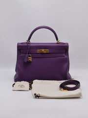 HERMES Kelly 32 - Ultraviolet with Gold Hardware [🄿]