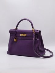 HERMES Kelly 32 - Ultraviolet with Gold Hardware [🄿]