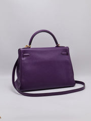 HERMES Kelly 32 - Ultraviolet with Gold Hardware [🄿]