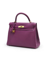 HERMES Kelly 32 - Anemone with Gold Hardware