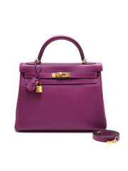 HERMES Kelly 32 - Anemone with Gold Hardware