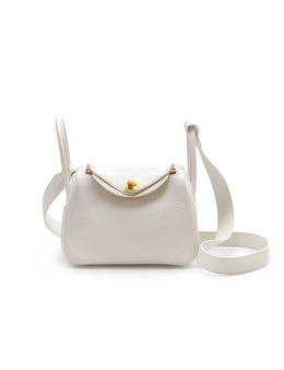 HERMES Mini Lindy - New White with Gold Hardware