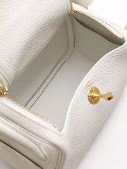 HERMES Mini Lindy - New White with Gold Hardware