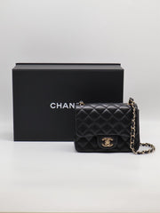CHANEL Classic Square Mini Flap Bag 17 - Black with Gold Hardware [Series 23]