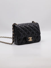 CHANEL Classic Square Mini Flap Bag 17 - Black with Gold Hardware [Series 23]