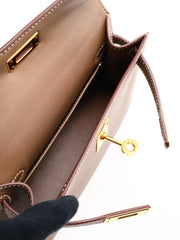 HERMES Mini Kelly II - Etoupe with Gold Hardware
