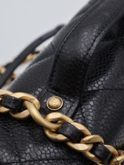 CHANEL 25A Grained Calfskin Backpack - Black with Gold Hardware