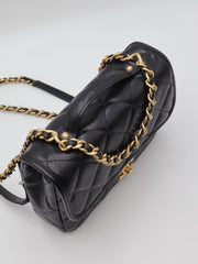 CHANEL 25A Grained Calfskin Backpack - Black with Gold Hardware