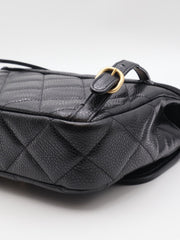 CHANEL 25A Grained Calfskin Backpack - Black with Gold Hardware