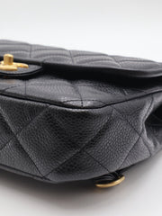 CHANEL 25A Grained Calfskin Backpack - Black with Gold Hardware