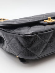 CHANEL 25A Grained Calfskin Backpack - Black with Gold Hardware