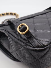 CHANEL 25A Grained Calfskin Backpack - Black with Gold Hardware