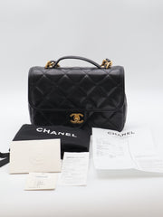 CHANEL 25A Grained Calfskin Backpack - Black with Gold Hardware