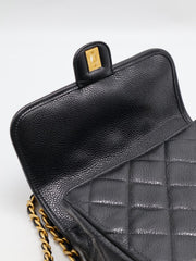 CHANEL 25A Grained Calfskin Backpack - Black with Gold Hardware