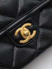 CHANEL 25A Grained Calfskin Backpack - Black with Gold Hardware