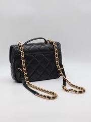CHANEL 25A Grained Calfskin Backpack - Black with Gold Hardware