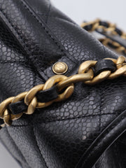 CHANEL 25A Grained Calfskin Backpack - Black with Gold Hardware