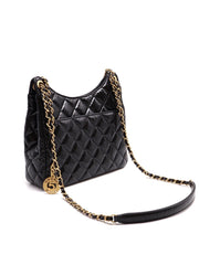 CHANEL Quilted Calfskin Medium Wavy CC Hobo Bag – Black with Gold Hardware