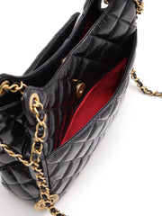 CHANEL Quilted Calfskin Medium Wavy CC Hobo Bag – Black with Gold Hardware