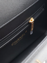 CHANEL 26P Preppy Coco Grained Calfskin Shoulder Bag Small - Black / Gold