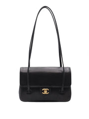 CHANEL 26P Preppy Coco Grained Calfskin Shoulder Bag Small - Black / Gold