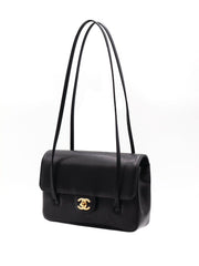 CHANEL 26P Preppy Coco Grained Calfskin Shoulder Bag Small - Black / Gold