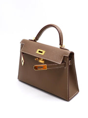 HERMES Mini Kelly II - Etoupe with Gold Hardware