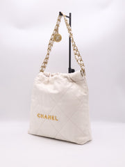 CHANEL 22 Handbag Small - White with Gold Hardware