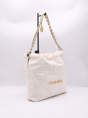 CHANEL 22 Handbag Small - White with Gold Hardware