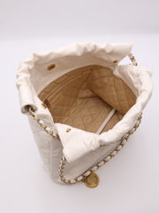 CHANEL 22 Handbag Small - White with Gold Hardware