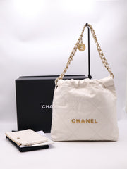 CHANEL 22 Handbag Small - White with Gold Hardware