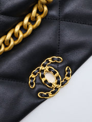 CHANEL 19 Quilted Lambskin Flap Bag 26 - Black with Gold Hardware