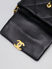 CHANEL 19 Quilted Lambskin Flap Bag 26 - Black with Gold Hardware