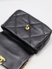 CHANEL 19 Quilted Lambskin Flap Bag 26 - Black with Gold Hardware