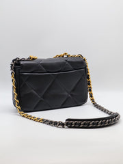 CHANEL 19 Quilted Lambskin Flap Bag 26 - Black with Gold Hardware