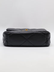 CHANEL 19 Quilted Lambskin Flap Bag 26 - Black with Gold Hardware