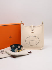 HERMES Mini Evelyne - Nata with Gold Hardware & Polka Dot Strap [Z]