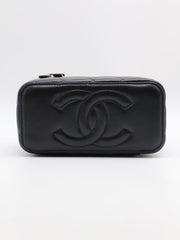 CHANEL Lambskin Pearl Crush Long Vanity Case - Black with Gold Hardware