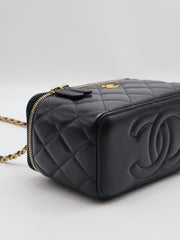 CHANEL Lambskin Pearl Crush Long Vanity Case - Black with Gold Hardware