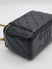 CHANEL Lambskin Pearl Crush Long Vanity Case - Black with Gold Hardware